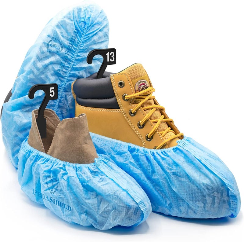 PedaShield Store 22 Premium XL Booties -Thick Extra Large Disposable Boot & Shoe Covers, Non Slip Water Resistant Foot Protectors, Construction Durable 42GSM for Indoors Outdoors, Up to US Men 13, Women 15 - Image 1